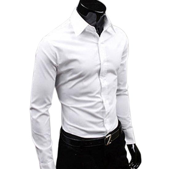 Herrenmode Lässig Einfarbig Bonbonfarbe Langarm Slim Fit Kleidhemd Top