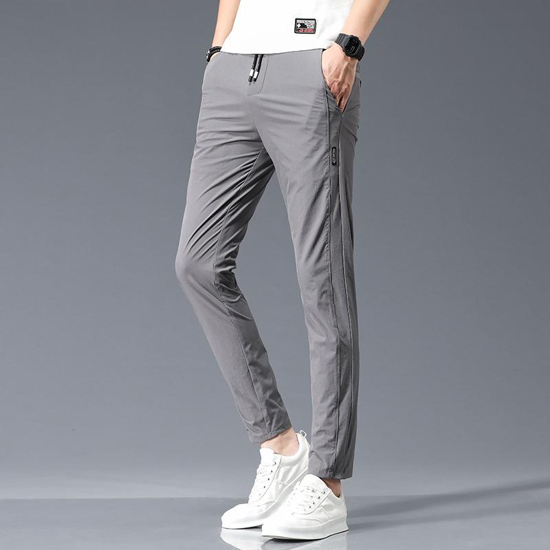 2023 Men's Ice Silk Quick-Dry Straight Loose Pants - Comfortable, Elastic, Slim Fit