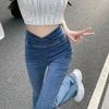 Frühling 2022 frauen mode hohe taille frauen Breite bein jeans dünne dünne frau denim Flare Hosen jean mom jeans hosen