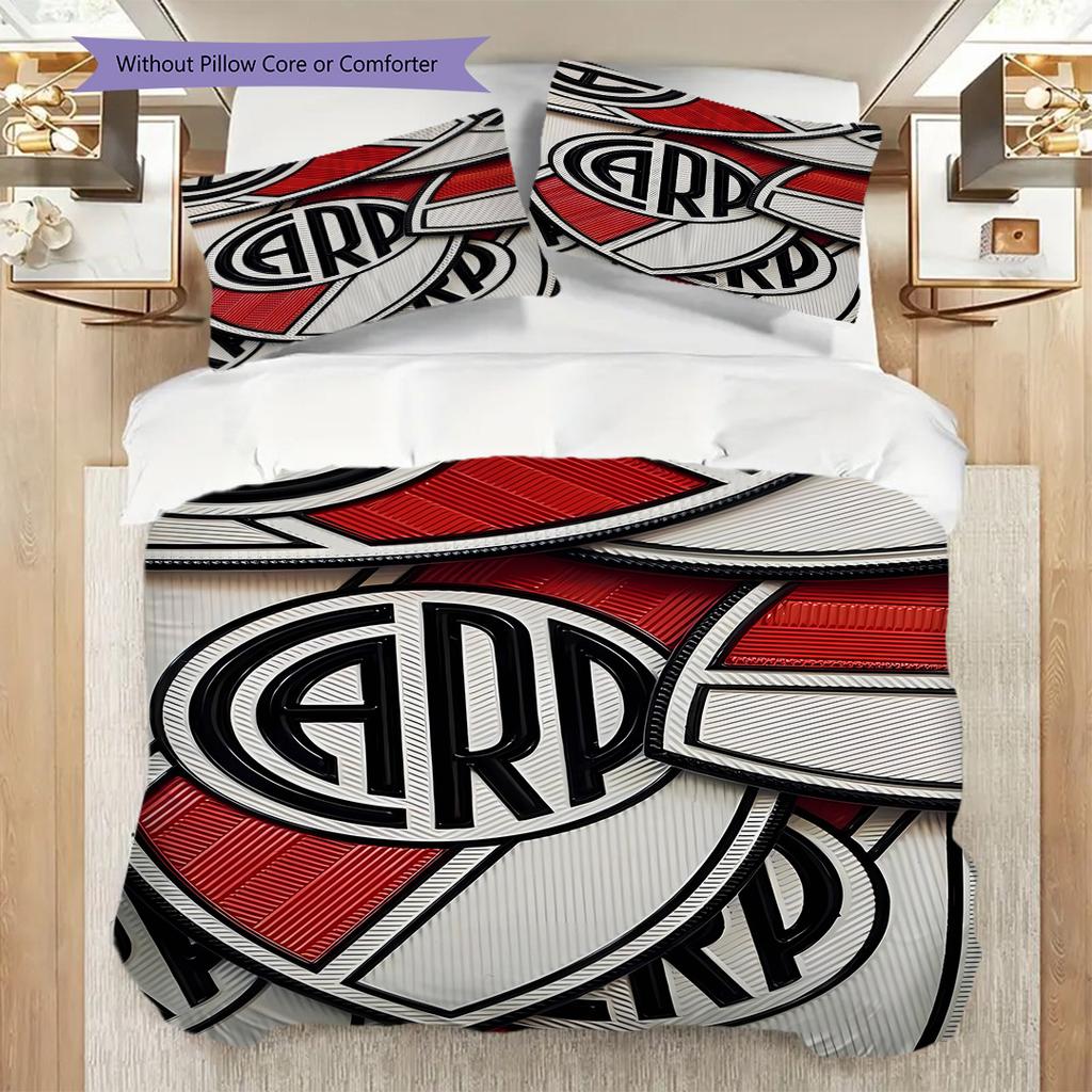 River Plate Logo Pattern Bedding Quilt Set Quilt Cover Pillowcase Home Decoration Birthday Gift (1 * Duvet Cover + 2 * Pillowcase, Without Core)