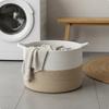 Cesta de Cuerda para Ropa de Gran Capacidad Cesta de Lavandería Tejida con Asas Cesta de Almacenamiento de Cuerda