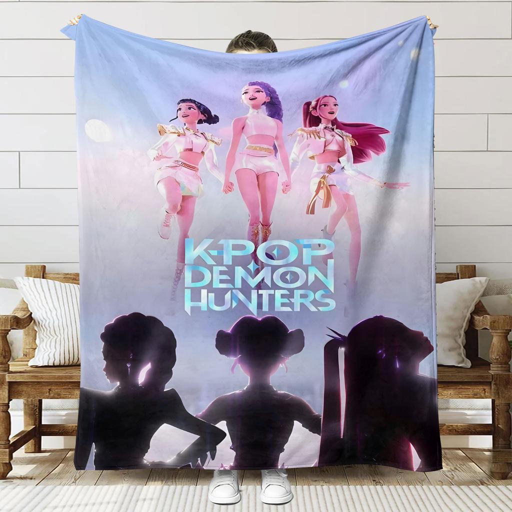 Blanket Print K - Pop Demon Hunters Flannel Blanket Latest Fashion Fashion Girl Group
