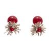 Retro Style Zinc Alloy Earrings With Angola Red Bead Glittering Festive Design Ear Jewelry For Elegant Occasions