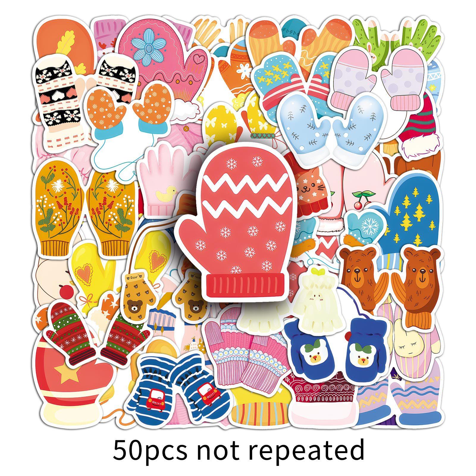 

50 Перчатки Граффити Наклейки Мультяшные Милые Зимние Свежие Жвачки Декоративные Наклейки для Водяной Чашки Креативные Наклейки для Чехла Мобильного Телефона