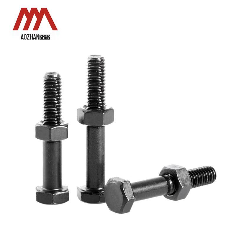 Aozhan Industrial Blackened 8.8 Grade Carbon Steel Hex Half-Thread Bolt & Nut Set