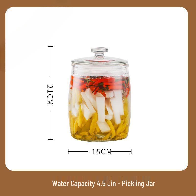 Kimchi Jar - Thick Glass Pickle Jar for Vegetables, Laba Garlic, Waterproof & Sealed