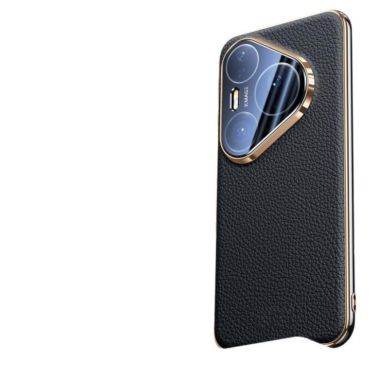 Premium Genuine Leather Phone Case Pura 90 Pro Max Full Coverage Shockproof Cover With Texture Minimalist Design