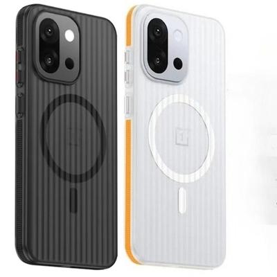 Carcasă Magnetică Translucidă Mată Minimalistă cu Grilaj pentru OnePlus 15 15R Textură de Piele Încărcare Wireless Cover Protector Durabil din PC