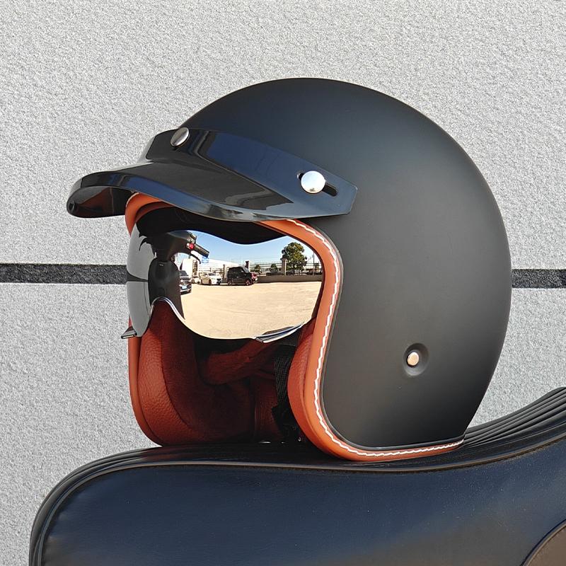 ORZ NEW adult motorcycle helmet retro cruise 3/4 motorcycle half helmet with sun visor DOT approved