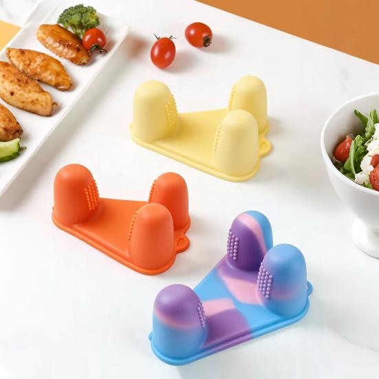Silicone Finger Clip Tongs Non-Slip Finger Food Tongs Reusable Finger Grip Tongs for Eating Fried Chicken Chips Snacks Home Travel Use