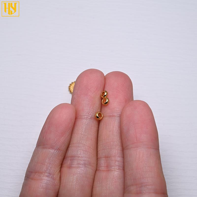 24K Gold Color Sunflower Polka Dot Flat Spacer Beads for DIY Jewelry.