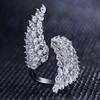 Huitan Angle Wing Design Women's Open Ring with Cubic Zirconia Aesthetic Style for Wedding Party Accessories Anniversary Gift