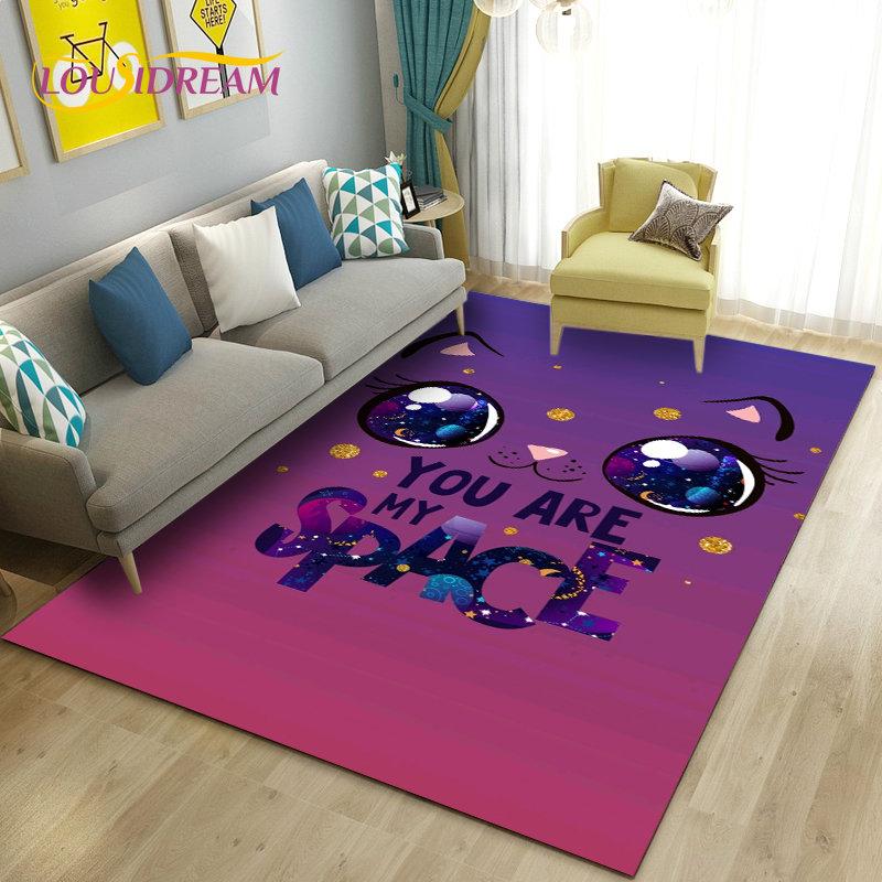 3D Cartoon Cute Cat Area Rug,Carpet Rug for Living Room Bedroom Sofa Doormat Kitchen Decoration,Kid Play Game Non-slip Floor Mat