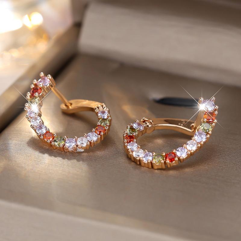Unique Colorful Geometric Zircon Pendant Earrings for Women Girls Party Wear Earrings… More