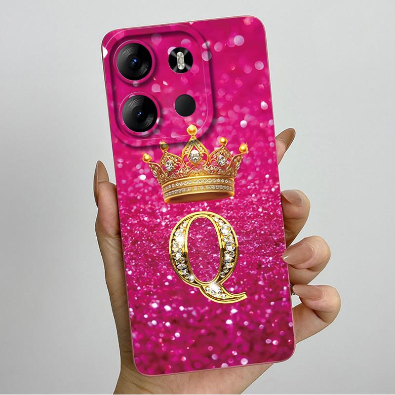 For Tecno Pop 7 Pro Pop7 BF6 BF7 Phone Case Crown Letter Back Cover Soft Liquid Silicone Fundas For Tecno Spark GO 2023 Bumper