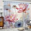 Modern Lotus Sheer Curtains Polyester Bedroom Living Room Kitchen Caf Balcony Garden Semi Set Of 2 Made With Rod Pocket Decor
