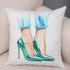Lady High Heel Shoes Print Cushion Cover for Car Sofa Home Super Soft Short Plush Pillow Case Decor Cartoon Pillowcase 45*45 Cm