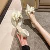 Mode Neuer Stil Spitzschuh Schlanker Absatz Französische Schleife Schuhe High Heels Damen Zwischensohle Offene Sandalen Gummi-Außensohle