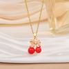 Cherry Fruit Necklace - A Simple and Versatile Summer Accessory for Women, Featuring A Lockbone Chain with A Charming Cherry Fruit Design.