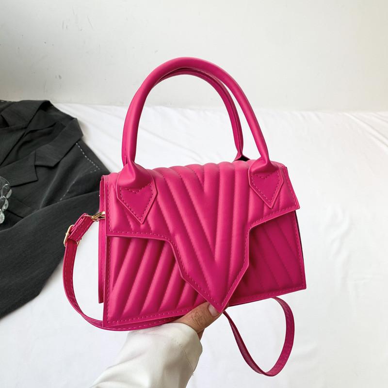 

Elegant And Soft Pu Leather Small Box Bag For Women Trendy Summer 2023 Handbag рожевий червоний колір