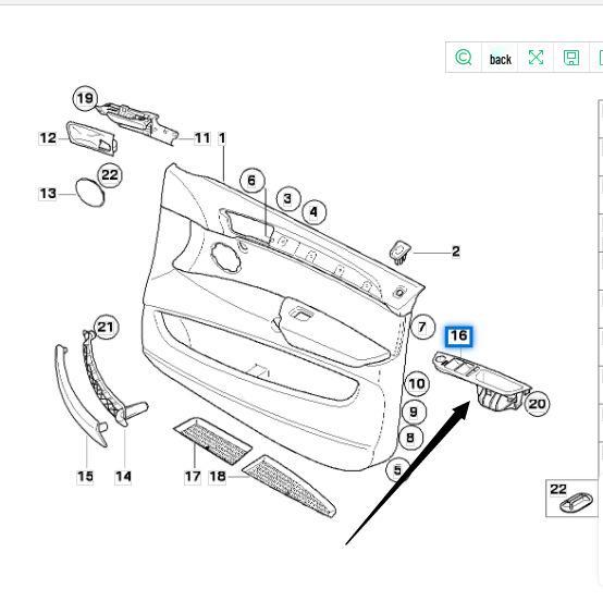 51416975783 BMW E70 X5 Interior Door Handle Set - 4-Piece, Red Brown, Non-Sticky