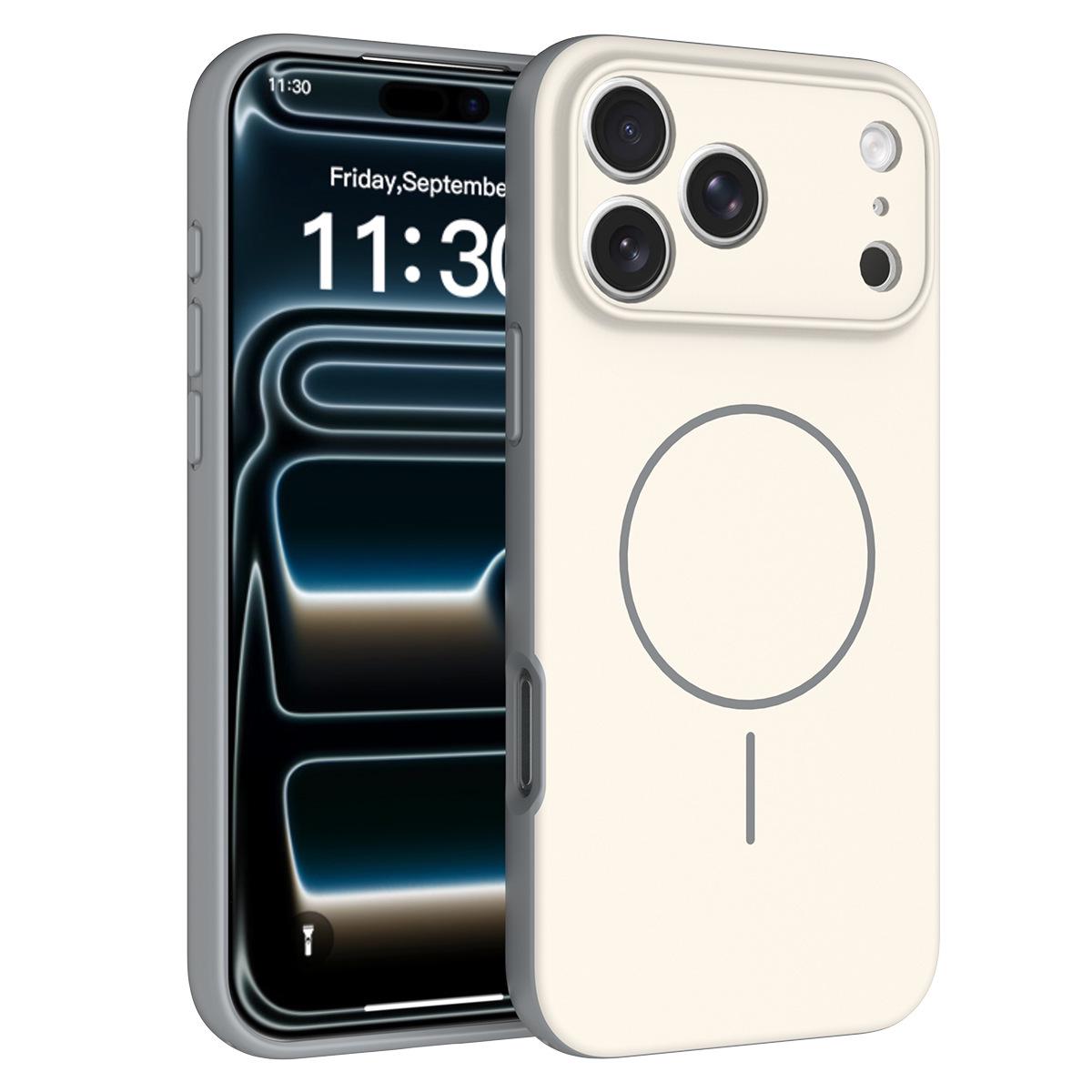 

Apple 17 Pro Max Two-in-One Magnetic Drop-Proof Color Block Protective Case iPhone Air білий/сірий колір