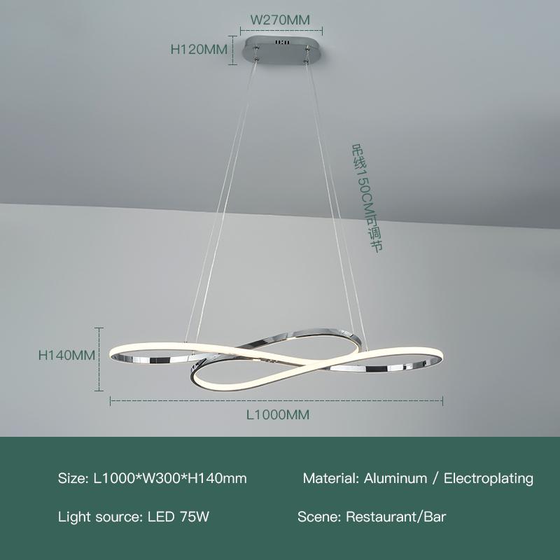 Modern LED Pendant Lamp For Dining Room Kitchen Living Room Bedroom Chandelier Gold Luster Curve Design Suspension Lights
