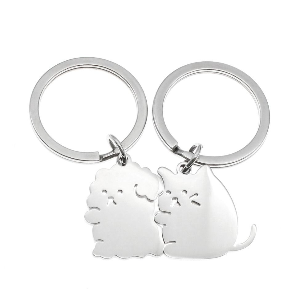 

Подвесное украшение, парный брелок для ключей с кошкой, обнимающая кошка, собака, кошка, брелок, парный брелок, муж, жена 1set