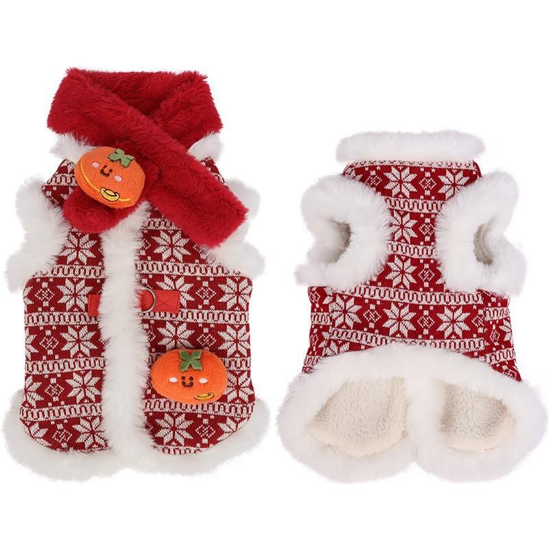 Warm Christmas Pet Vest Scarf Small Dog Cat Winter Outfit