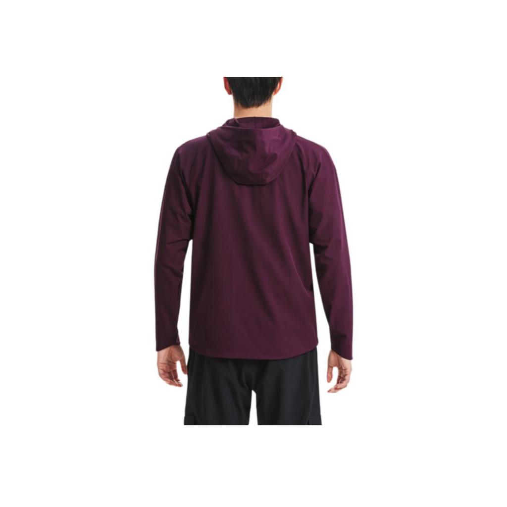 Under Armour Sun Protection Series Solid Color Zip-Up Drawstring Hooded Sports Woven Breathable Training Jacket Men Outerwear Rock-Purple 1370494-572
