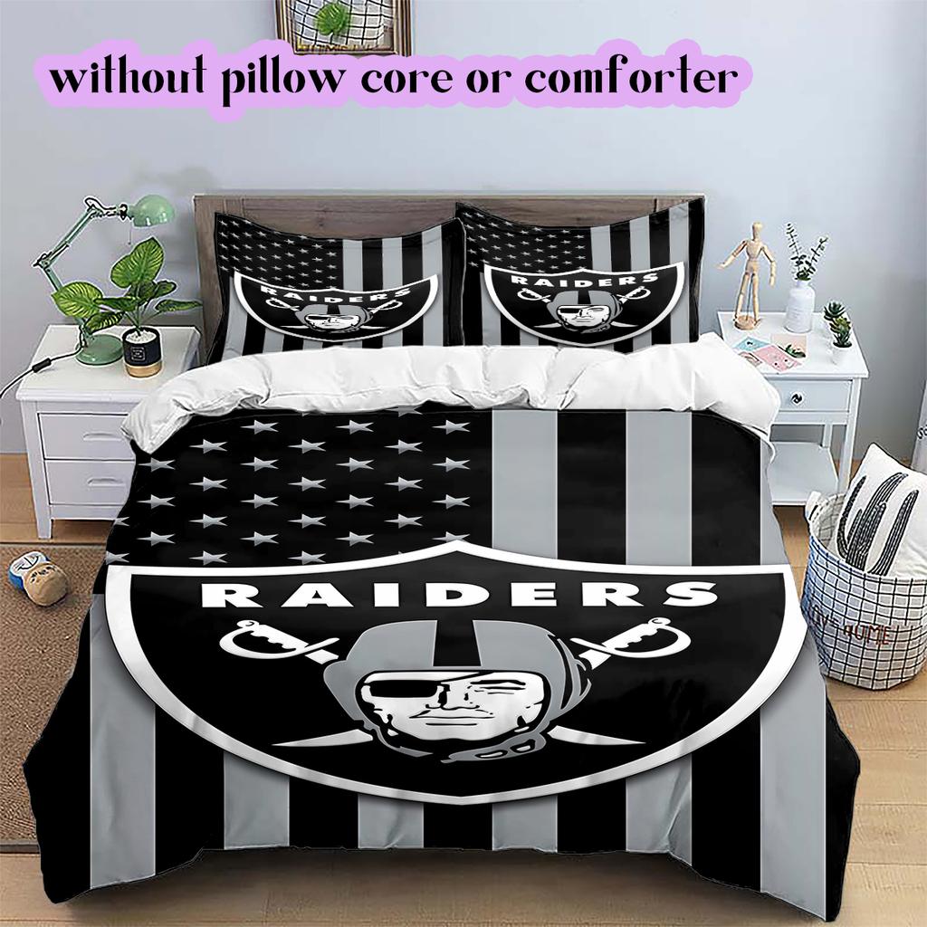 Las Vegas Raiders Vzor Povlečení Přikrývka Sada Povlak na přikrývku Povlak na polštář Domácí Dekorace Narozeninový Dárek (1 * povlak na peřinu + 2 * povlak na polštář, bez jádra)