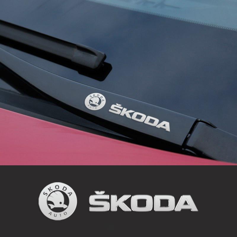 Car Windshield Wiper Decor Decals Metal Emblem Reflective Stickers Safety Warning Anti-Scratch Exterior Guard For Skoda Octavia