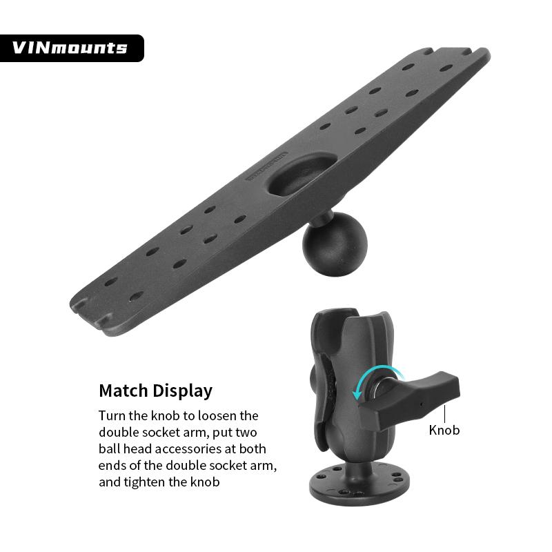 Rectangular 3x11 Inch Marine Plate with 1.5 Inch Ball for Lowrance/simrad/sonar/furuno/GPS Fish Finder VIN-CD-TYQ6-1.5"