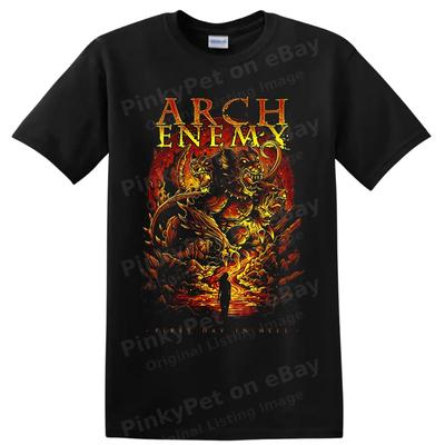 Arch Enemy Metal Band T Shirt Fire Demon Skull Art Concert Graphic Fiery Tee