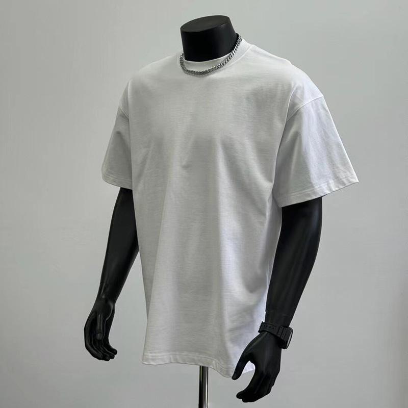 Unisex Oversized Round Neck Summer T-Shirt - Heavyweight, Short-Sleeved, Drop Shoulder Style, All-Match Fashion Top