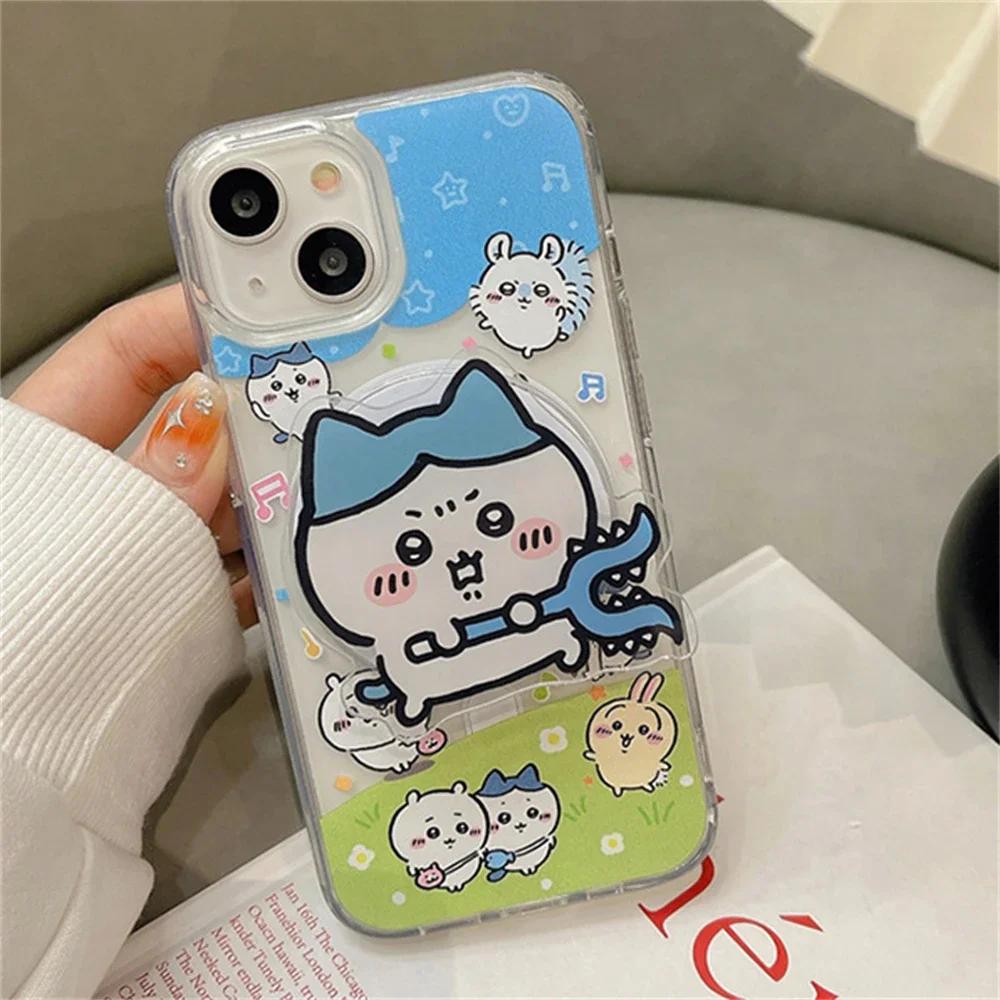 Korean Cute Fun Cartoon Chiikawa For Magsafe Magnetic Phone Griptok Stand For IPhone 17 Pro Max For Samsung Galaxy Foldable Holder Socket Bracket