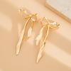 SHIXIN Fashion Design Gold Color Bow Pendant Earrings for Women Vintage Long Tassel Drop Earrings Ladies Jewelry Gift 2026 New