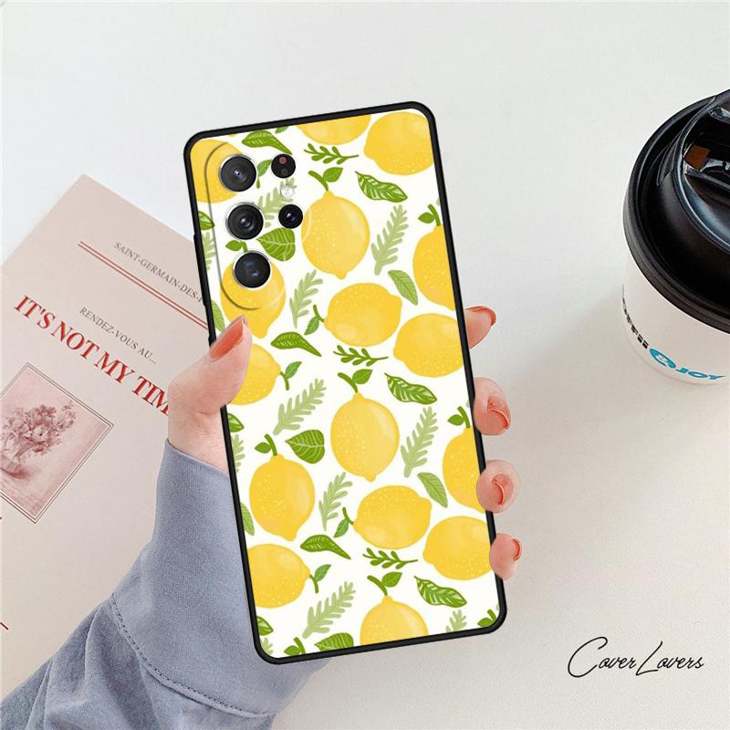 Tropical Summer Fruit Lemon phone case For Samsung Galaxy S24 S25 S23 S22 Ultra Note 10 20 Plus S20 S21 FE Cover