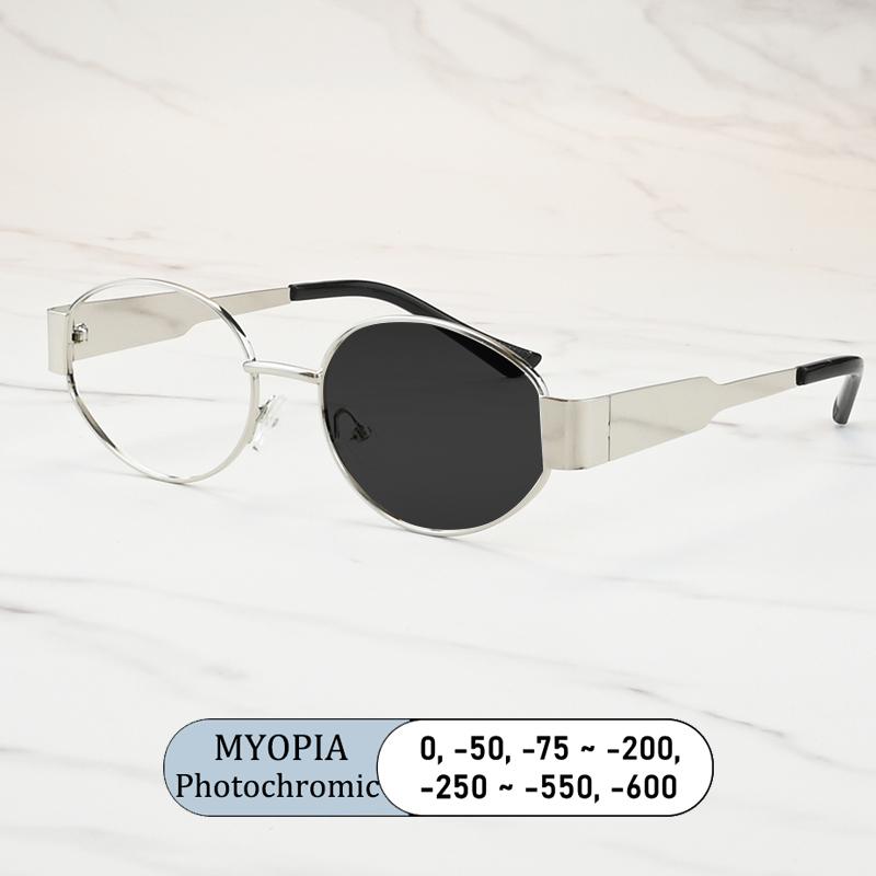 New Fashion Brand Design Metal Oval Men Myopia Glasses Optical Prescription Nearsight Anti Blue Light Women Short Light Eyewear