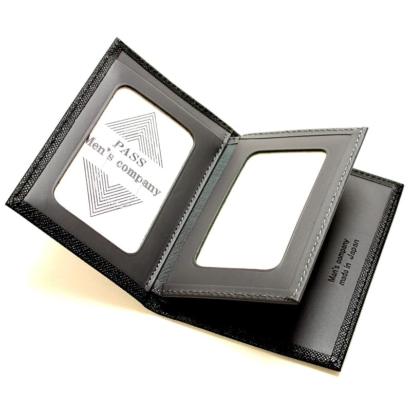 

[Men s Company] commuter pass With bellow pass case Corner grain specification card case driver s license holder made in Japan cowhide (black)