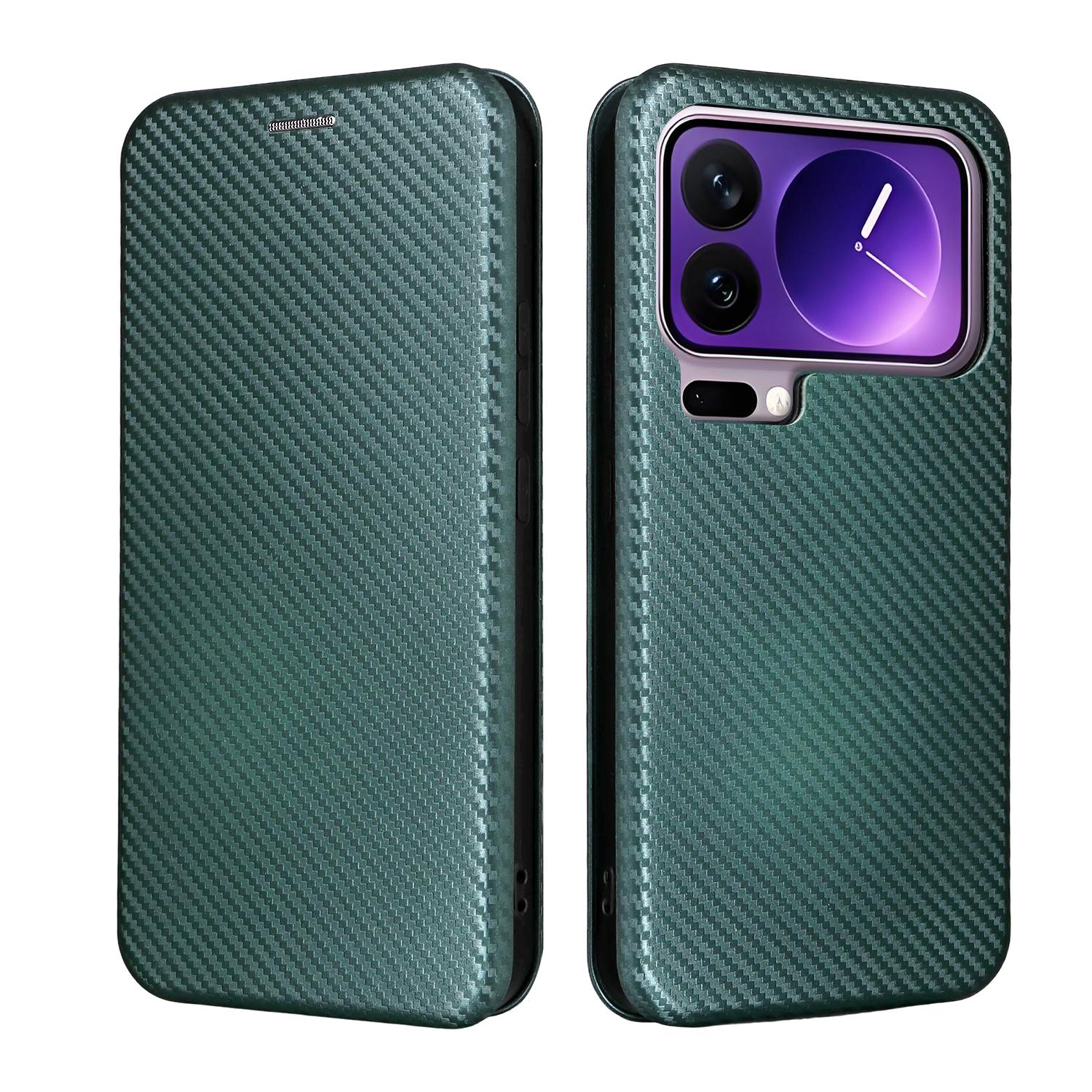 

For Xiaomi 17 Pro Max Case Carbon Fiber Texture Drop-Proof PU Leather Phone Cover