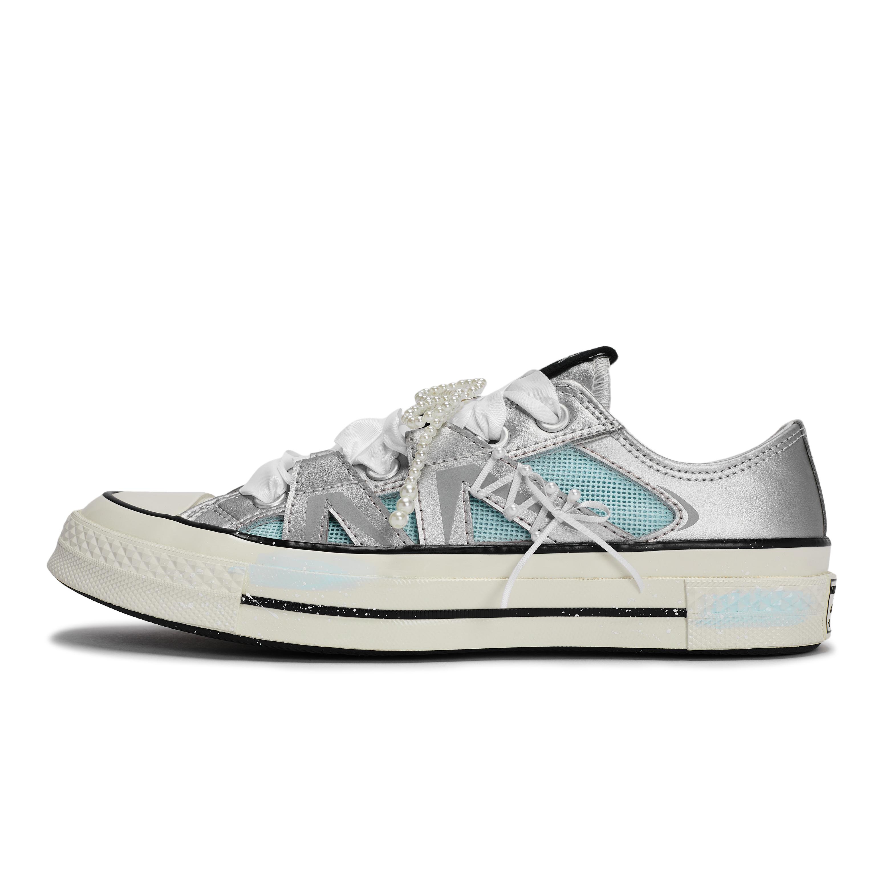 

Converse 1970s Maris Sal Dream Pearl Abrasion Resistant Low top Skateboard Shoes Unisex White Blue Silver A15188C(Team1189-) 37