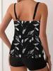 European & American Sleeveless Floral Tankini Set: Slimming Split Swimsuit with Flat Leg Shorts