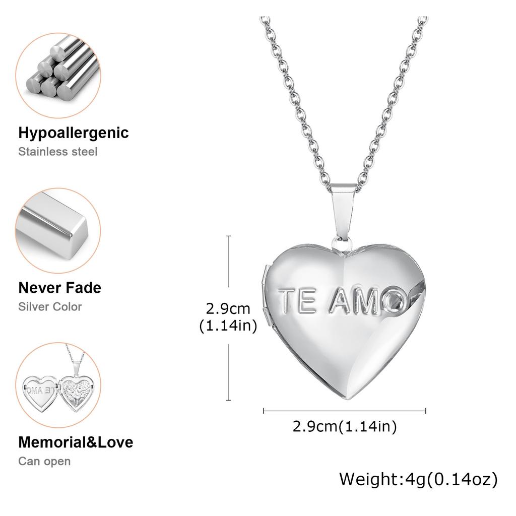 Vnox Never Fade Silver Color Stainless Steel Women Locket Pendant, Openable Heart Pendant Necklaces, Life Tree Floral Collar