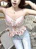 #Summer new sweet wind bow lace splicing heavy industry sling vest slim one-piece with chest pad