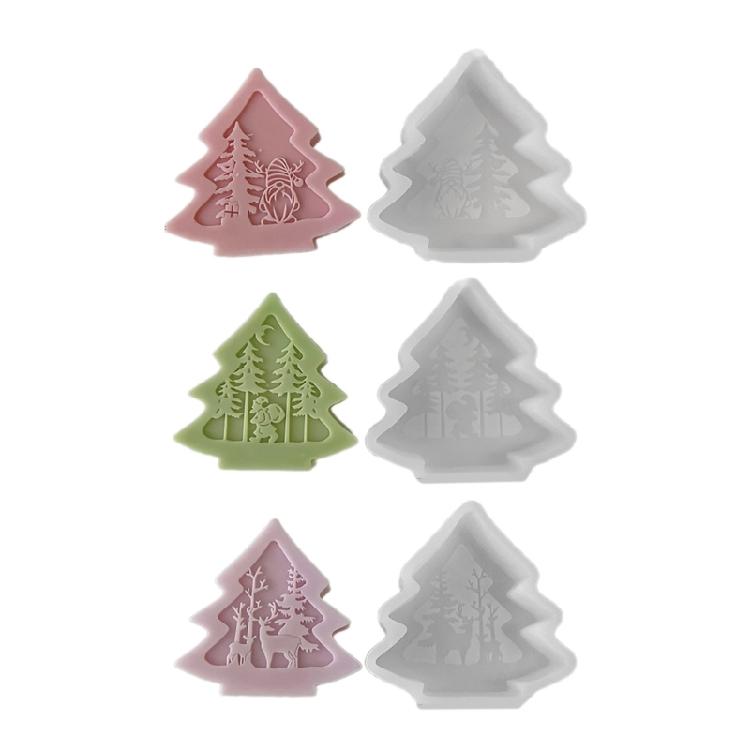 Reusable Silicone Mold Christmas Tree Shaped Candle Mould Creative Aromatherapy Making Mold Festive Decoration Supplies