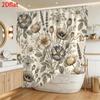 Eleganter Blumiger Botanischer Duschvorhang Polyester Wasserdicht Badezimmer Dekor Vorhang Wasserdicht Vintage Natur Design