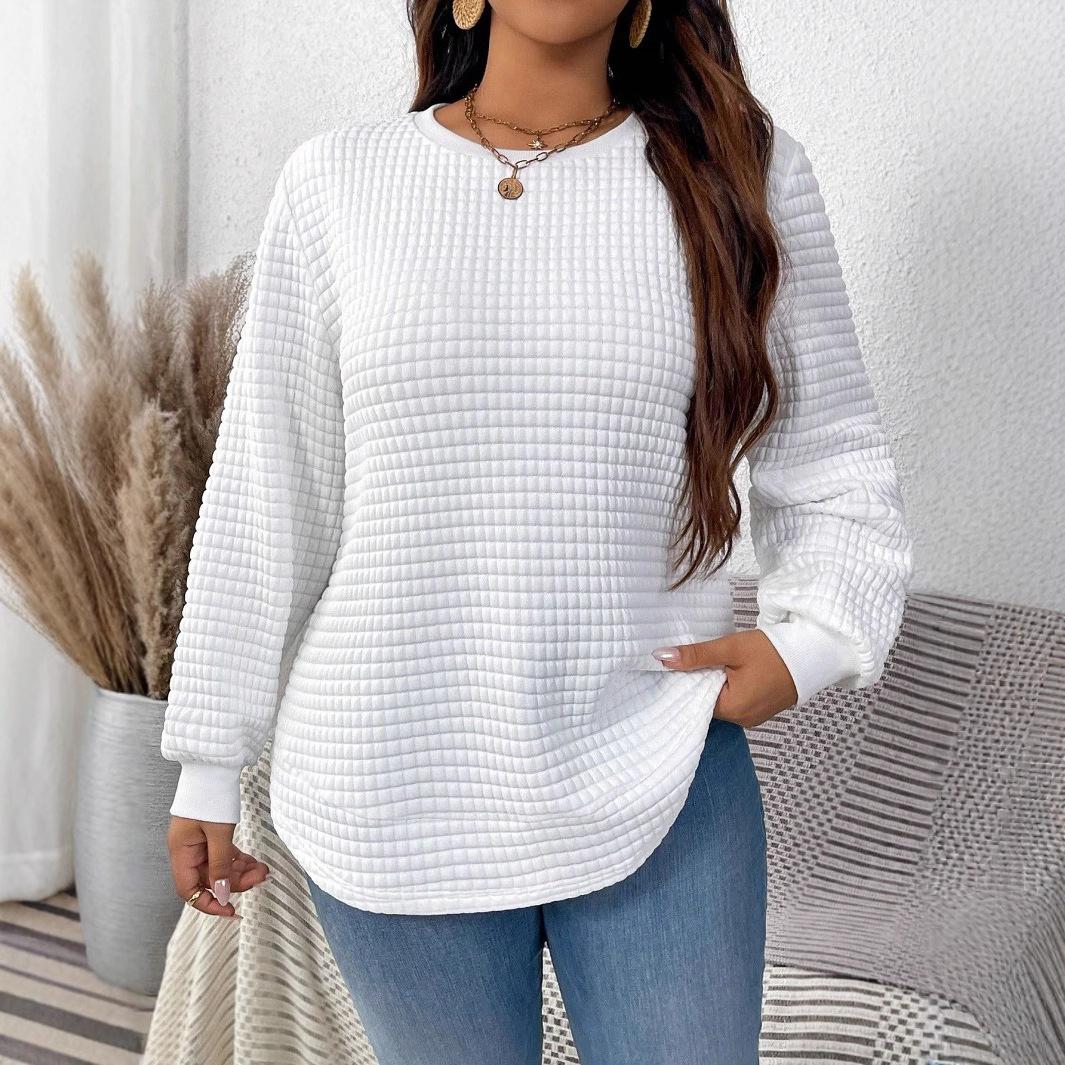 

Женский пуловер большого размера на весну и зиму, модный, повседневный, однотонный, в клетку, подходит для поездок на работу и путешествий L белый