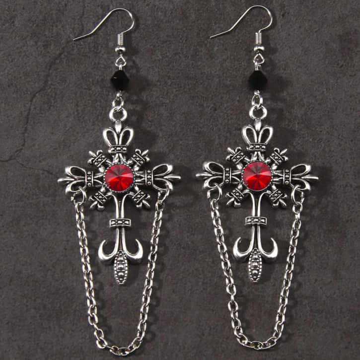European Retro Gothic Cross Chain Earrings