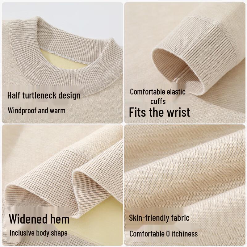 Jeanswest LIFE Men's Winter Fleece-Lined Semi-High Neck Knit Sweater